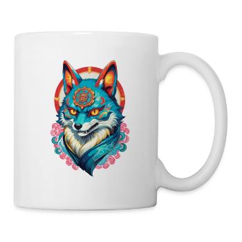 Japanese Kitsune Mask Anime Kawaii Fox Ghost - Mug - white - Right