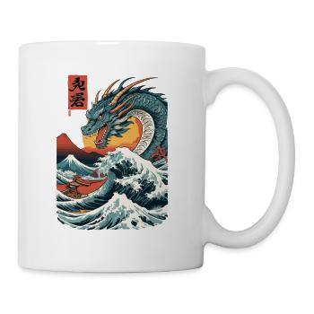 Vintage Ukiyo-E Kunst Drachen Anime Japan - Tasse - Weiß - Rechts
