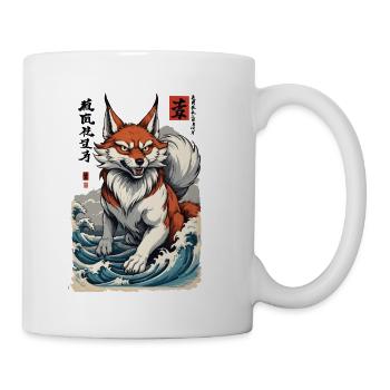 Vintage Ukiyo-E Stil Japanische Kitsune Fuchs - Tasse - Weiß - Rechts