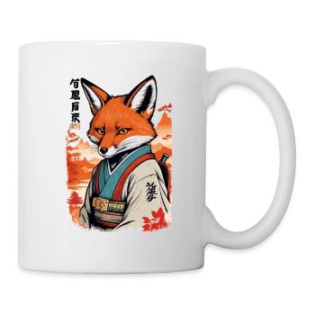 Yokai renard kawaii vintage de style ukiyo-e - Mug blanc - blanc - Droite