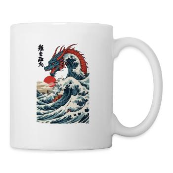 Vintage Ukiyo-E Kunst Japanischer Drache Design - Tasse - Weiß - Rechts