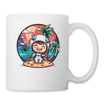 Little cute astronaut on an island - Mug - white - Right