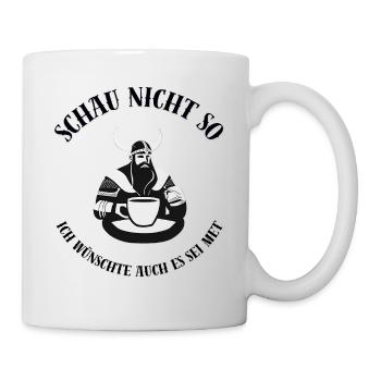 Kaffee statt Met lustiges Wikinger Design - Tasse - Weiß - Rechts