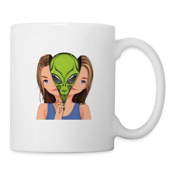 "Humans Aren't Real", lustiges Comic, Space Alien - Tasse - Weiß - Rechts