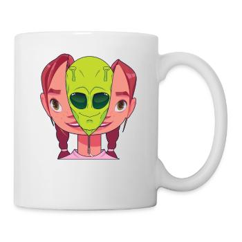 "Humans Aren't Real", lustiges Comic, Space Alien - Tasse - Weiß - Rechts