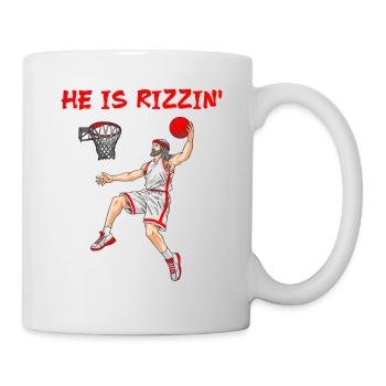 He is risen! Outfit für Ostern, Basketball Jesus - Tasse - Weiß - Rechts