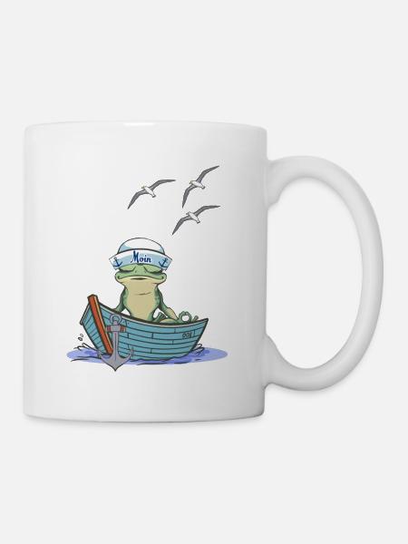 Frosch Matrose Seemann Boot Kröte Frösche - Tasse - Weiß