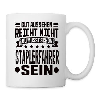 Staplerfahrer Stapler Gabelstapler Staplerfahrerin - Tasse - Weiß - Rechts