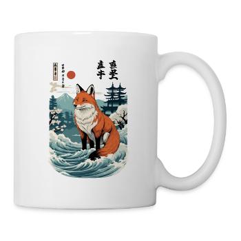 Ukiyo-E Kunst Stil Japanische Kitsune Fuchsgeist - Tasse - Weiß - Rechts