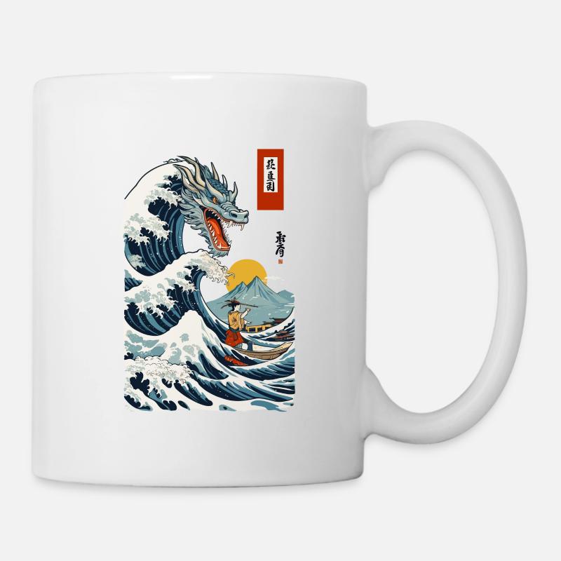 Cerfs-volants japonais vintage Ukiyo-E Japan Wave - Mug blanc - blanc