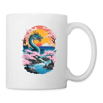 Cherry Blossoms Ukiyo-E Art Dragon Anime - Mug - white - Right