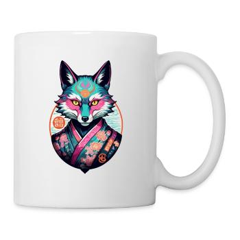 Masque Kitsune Japonais Anime Kawaii Renard Fantôme - Mug blanc - blanc - Droite