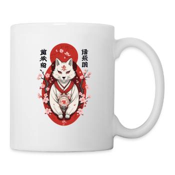 Masque Kitsune Japonais Anime Kawaii Renard Fantôme - Mug blanc - blanc - Droite