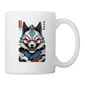Masque Kitsune japonais vintage de style Ukiyo-E - Mug blanc - blanc - Droite