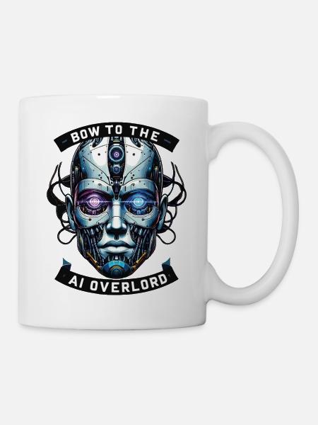 Inclinez-vous devant le seigneur de l’IA - Conception de cyborg. - Mug blanc - blanc