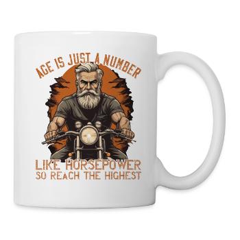 Age Is Horsepower Funny Biker Grandpa Design - Mug - white - Right