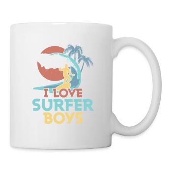 I Love Surfer Boys Surfing Summer Surfboard - Tasse - Weiß - Rechts