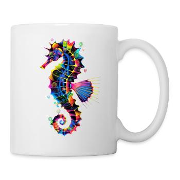 Seepferdchen Pop Art Bunt Aquarist Süßes Seepferd - Tasse - Weiß - Rechts