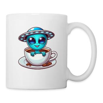 Alien with Coffee UFO Coffee Lover - Mug - white - Right