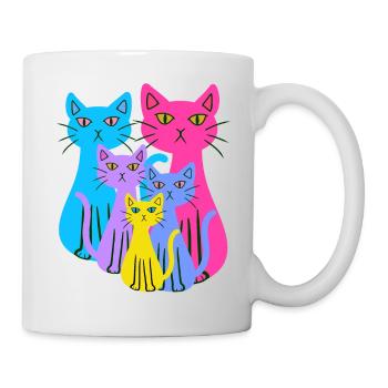 Chat Chats Chaton Famille Enfants Bébé Années 80 - Mug blanc - blanc - Droite