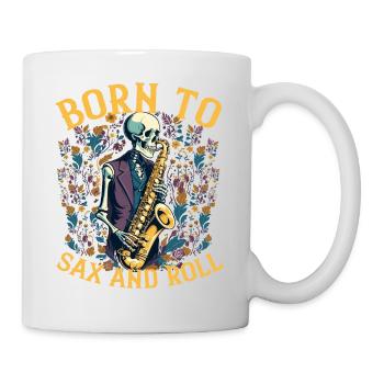 Saxophonist Rocker Lustiges Jazz Musik Design - Tasse - Weiß - Rechts