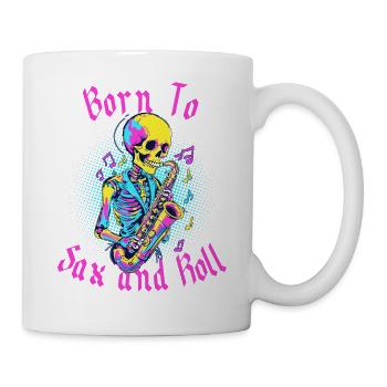 Sax and Roll Lustiges Saxophon Jazz Design - Tasse - Weiß - Rechts
