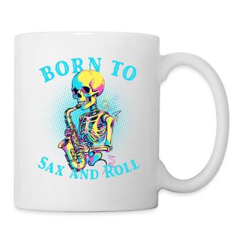 Geborener Saxophonspieler Lustiges Jazz Design - Tasse - Weiß - Rechts