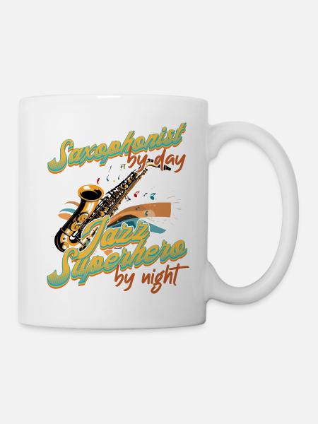 Divertente design del sassofono amante della musica jazz - Tazza - bianco