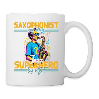 Lustiges Saxophon Design Jazz Musik Liebhaber - Tasse - Weiß - Rechts