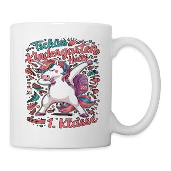 Tschüss Kindergarten Hallo 1.KLasse 2024 - Tasse - Weiß - Rechts