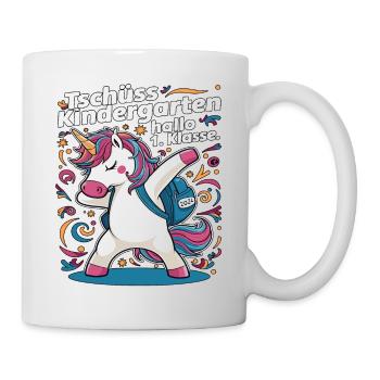 Tschüss Kindergarten Hallo 1.KLasse 2024 - Tasse - Weiß - Rechts