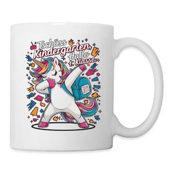Tschüss Kindergarten Hallo 1.KLasse 2024 - Tasse - Weiß - Rechts