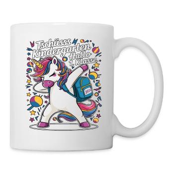 Tschüss Kindergarten Hallo 1.KLasse 2024 - Tasse - Weiß - Rechts
