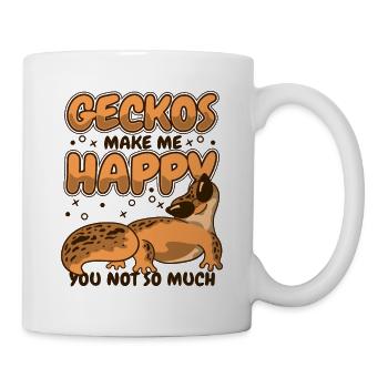 Geckos machen mich glücklich Eidechse Gekkota Schopf - Tasse - Weiß - Rechts