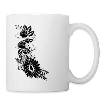 Lettre c floral noir et blanc - Mug blanc - blanc - Droite
