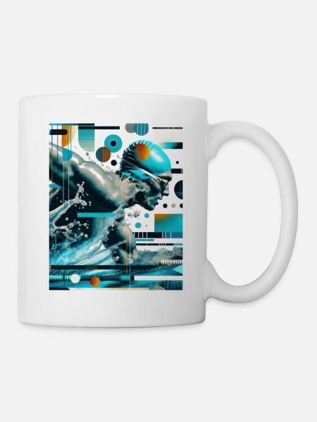 Dynamischer Schwimmer in Aktion - Tasse - Weiß