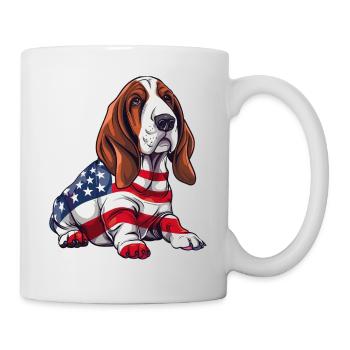 Basset Hound Dog 4th of July American Flag Gifts - Tasse - Weiß - Rechts