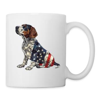 Bluetick Coonhound Dog 4th of July American Flag - Mug - white - Right