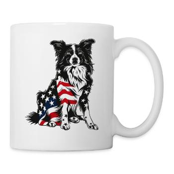 Border Collie Dog 4th of July American Flag Gifts - Mug - white - Right