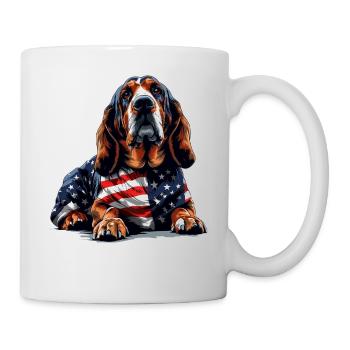 Bloodhound Dog 4. Juli amerikanische Flagge für - Tasse - Weiß - Rechts