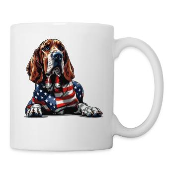 Bloodhound Dog 4th of July American Flag for Kids - Tasse - Weiß - Rechts