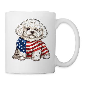 Bichon frisé chien 4 juillet Drapeau américain Cadeaux - Mug blanc - blanc - Droite