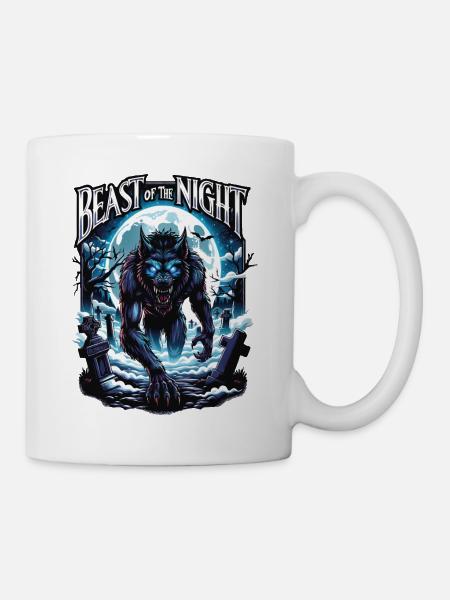 Beast of the Night - Werewolf Design. Spooky, cool - Mug - white