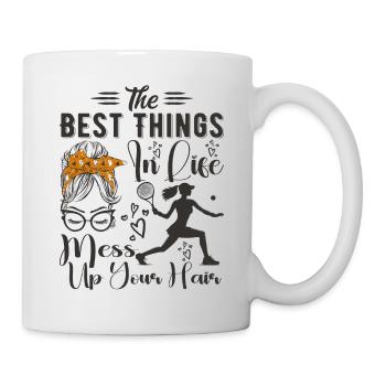 The Best Things In Life Mess Up Your Hair Tennis - Mug - white - Right