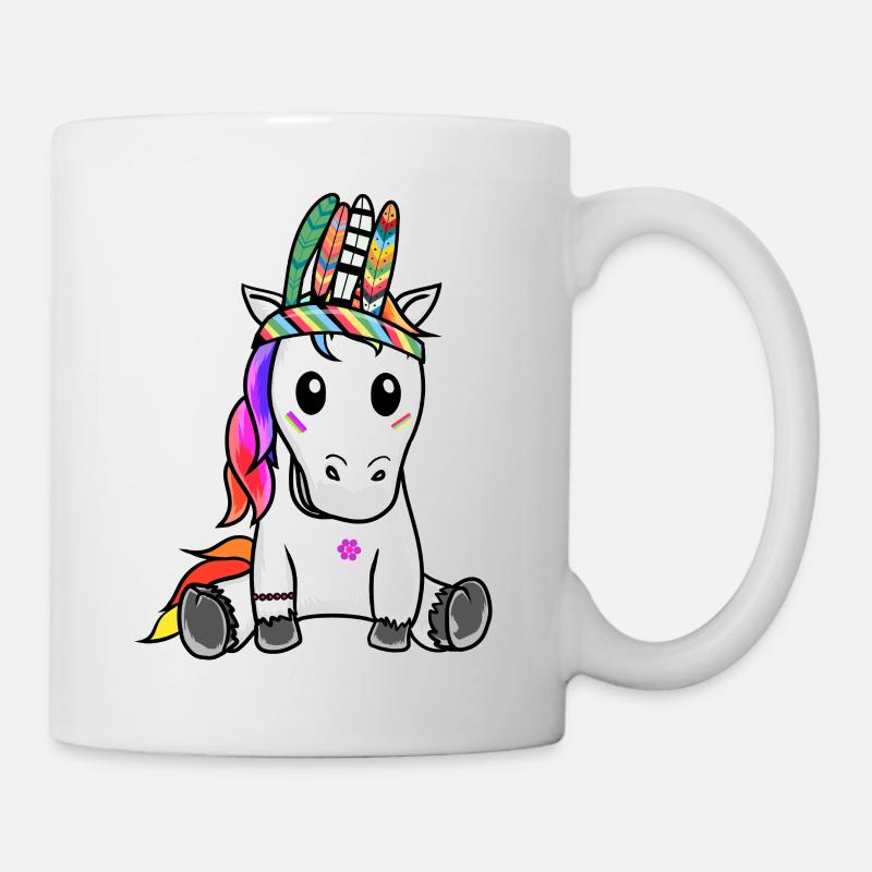 Einhorn Einhörner Hippie Hippies Schamane - Tasse - Weiß