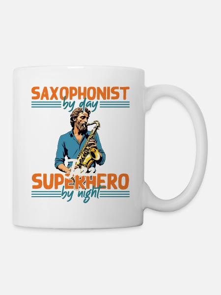 Divertente design del sassofono amante della musica jazz - Tazza - bianco