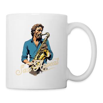 Lustiges Saxophon Design für Jazz Musik Liebhaber - Tasse - Weiß - Rechts