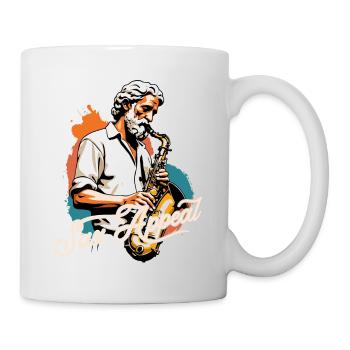 Funny saxophone design with sax appeal - Mug - white - Right