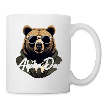 Alpha Dad Lustiger Bären Vater Perfekter Style - Tasse - Weiß - Rechts
