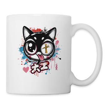 The crazy, funny, weird cartoon cat - Mug - white - Right
